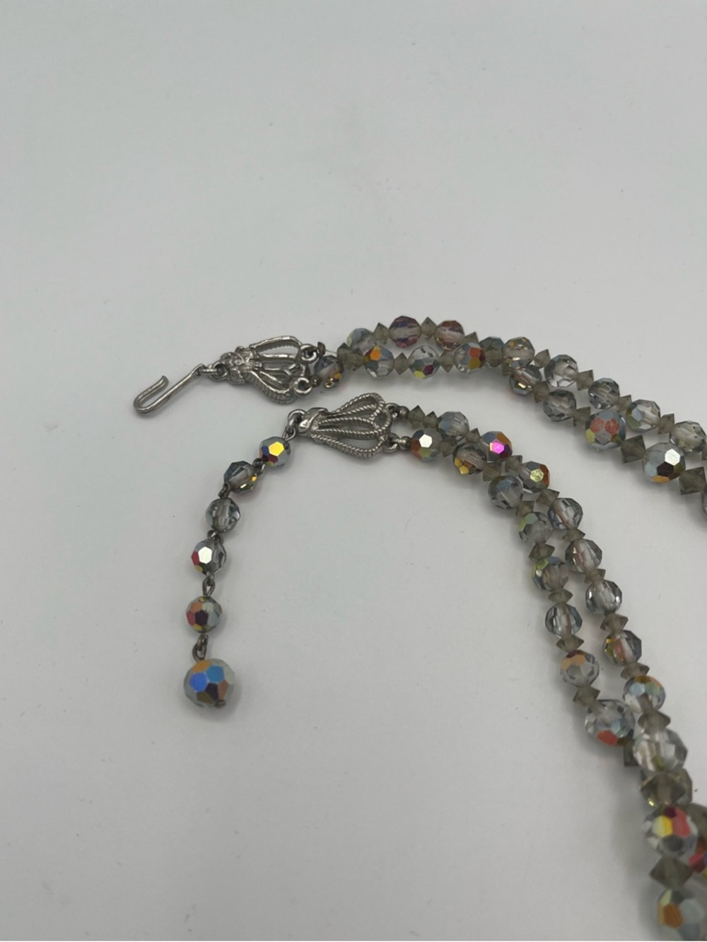 Mint 1950s Smokey Grey Aurora Borealis Crystal Full Parure Set - Picture 5 of 9